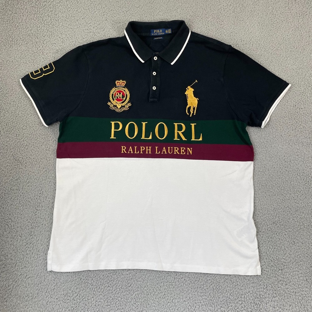 Polo Ralph Lauren Big Pony Crest Custom Slim Fit Polo Shirt Men XXL Black #3